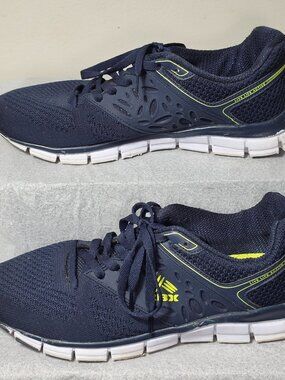 BX Men's US 10.5 Navy Blue Neon Yellow Mesh Running Sneaker EF9536